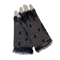 Lace windproof Riding Half Finger Glove can touch screen & sun protection floral : Pair