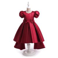Polyester Princess Girl One-piece Dress large hem design & short front long back Solid PC
