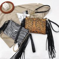 PU Leather Tassels Crossbody Bag with chain Polyester PC