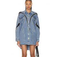 Polyester Women Coat & loose blue PC