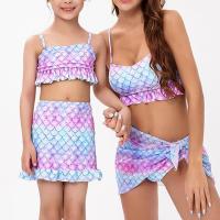 Polyamide & Polyester Family Swimwear printed fish scale pattern multi-colored Set
