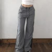 Spandex & Polyester Hip-hugger Women Casual Pants & loose Solid gray PC