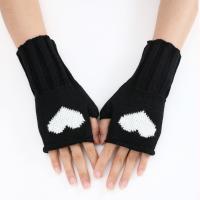 Acrylic windproof Women Half Finger Glove anti-skidding & thermal heart pattern : Pair