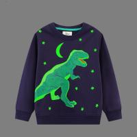 Baumwolle Kinder Sweatshirts, Patchwork, Dinosaurier, tiefblau,  Stück
