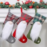 Plaids & Plush & Non-Woven Fabrics Christmas Decoration Stocking plaid PC