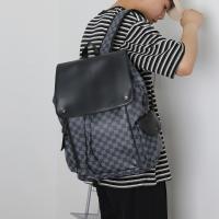 PU Leather Backpack large capacity & waterproof Polyester plaid PC