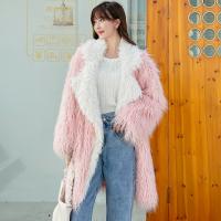 Polyester Women Overcoat mid-long style & loose & thermal pink PC