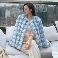 Polyester Women Overcoat & loose & thermal sky blue PC
