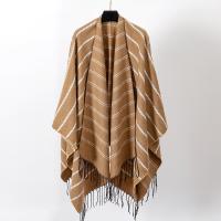 Polyester Tassels Cloak side slit & thicken printed striped PC