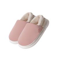 Plush & Rubber & PU Leather Fluffy slippers & thermal Pair