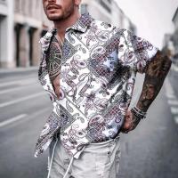 Mixed Fabric & Cotton Men Short Sleeve Casual Shirt & loose printed PC