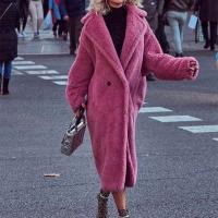 Artificial Fur Women Overcoat mid-long style & loose patchwork Solid PC