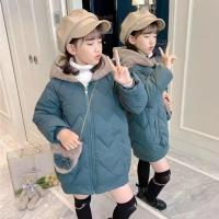 Polyester Girl Parkas mid-long style & thicken & thermal Bag & coat patchwork PC