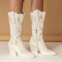 PU Leather chunky Boots white Pair