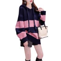 Mixed Fabric & Polyester Women Sweater loose striped : PC