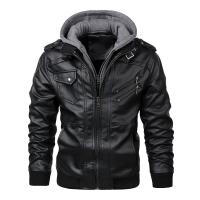 PU Leather Men Motorcycle Leather Jacket Polyester Solid PC