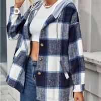 Acrylic & Polyester & Cotton Women Coat & loose printed plaid PC