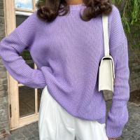 Core-spun Yarn & Viscose Fiber & Polyester Women Sweater & loose knitted Solid PC