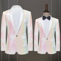 Fibre d’acétate Manteau de costume pour hommes rose et blanc pièce