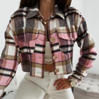 Polyester Women Coat & loose plaid pink PC