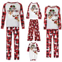 Polyester Parent-child Sleepwear christmas design & loose printed Cartoon red and white Set