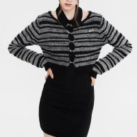 Polyester Women Sweater backless striped PC