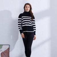 Spandex Soft Women Sweater & loose & thermal striped PC
