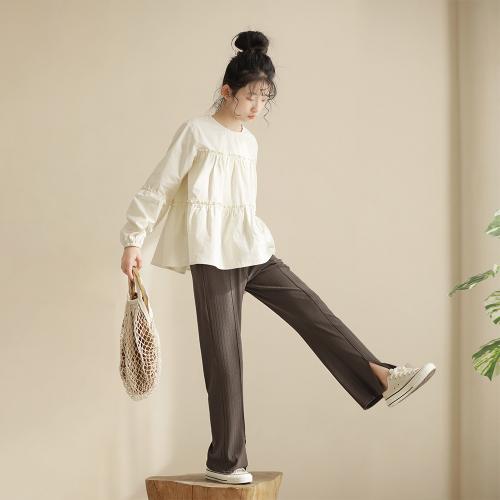 Viscose High Waist Girl Casual Pant knitted coffee PC
