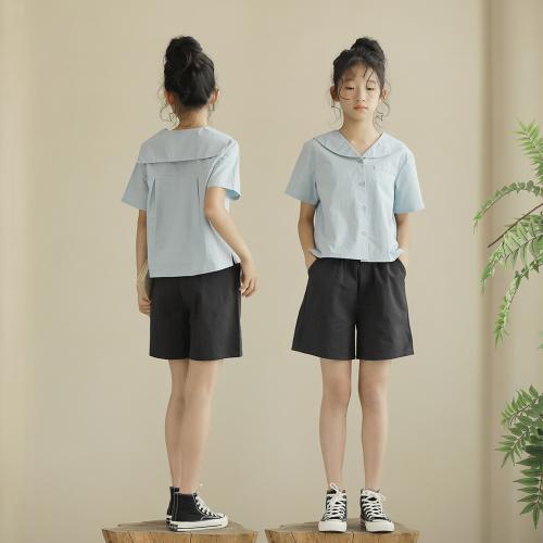 Cotton Girl Top & sweat absorption & breathable Pants & top Solid PC