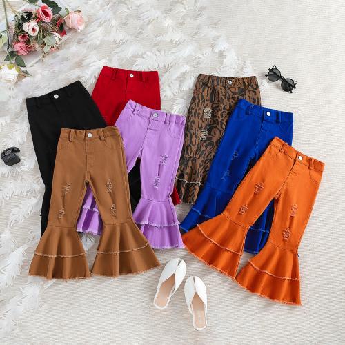 Polyester Girl Casual Pant & for girl frayed Solid PC