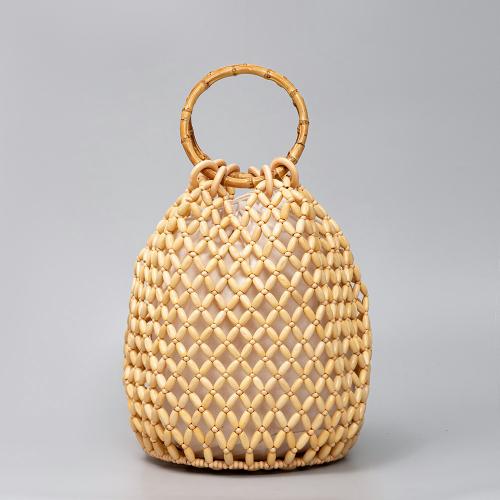 Wooden Beads & Polyester Cotton Easy Matching Woven Tote hollow PC