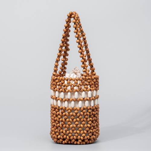 Wooden Beads & Polyester Cotton Easy Matching Woven Tote hollow PC