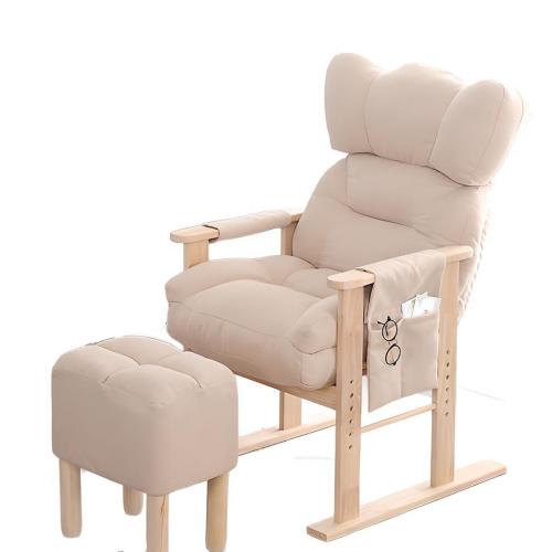 Cloth & Solid Wood adjustable Casual House Chair PP Cotton beige PC