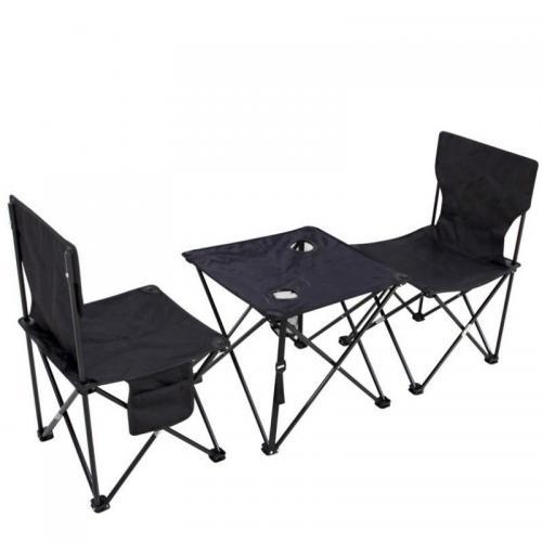 Steel Tube & Oxford Outdoor Foldable Furniture Set multiple pieces & portable Solid black Set