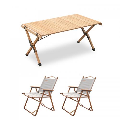 De madera & Lona Juego de muebles plegables al aire libre,  Conjunto
