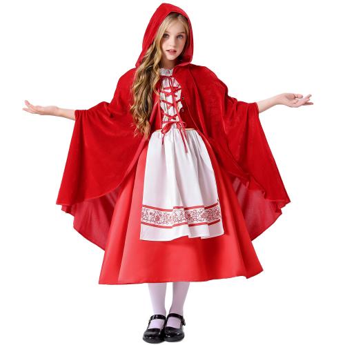 Polyester Enfants Halloween Cosplay Costume Solide Rouge Ensemble