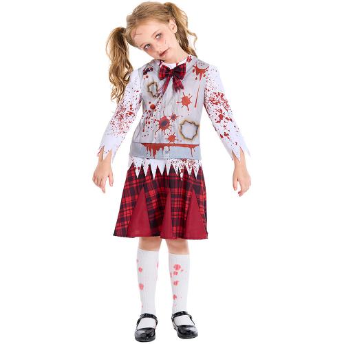 Polyester Enfants Halloween Cosplay Costume Imprimé Rouge pièce