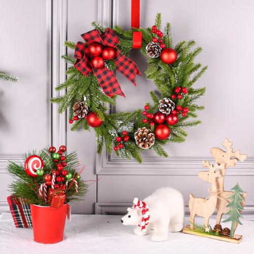 Rattan & PE Plastic Christmas Wreath PC