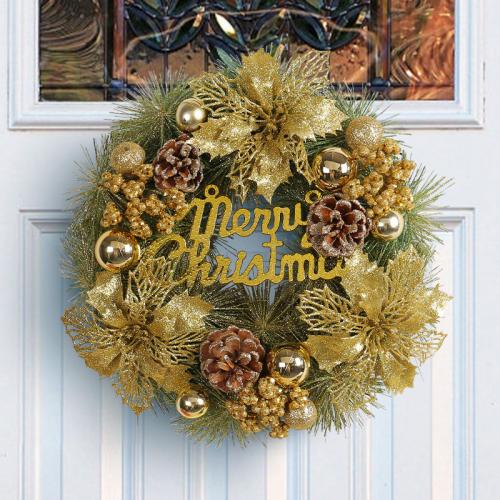 Pinecone & Foam & Iron & Plastic Christmas Wreath letter PC