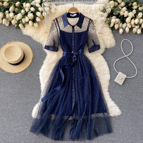 Polyester Einteiliges Kleid, tiefblau,  Stück