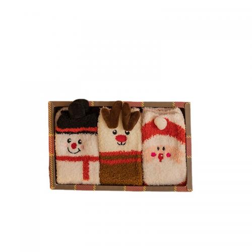 Coral Fleece Christmas Stocking christmas design & three piece : Box