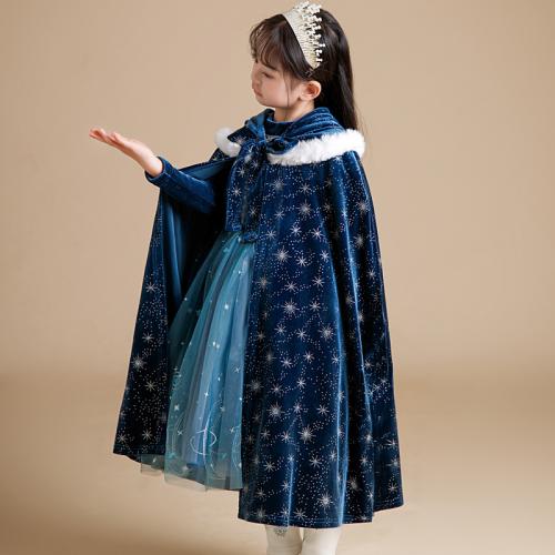Flannelette & Polyester Cloak printed Solid blue PC