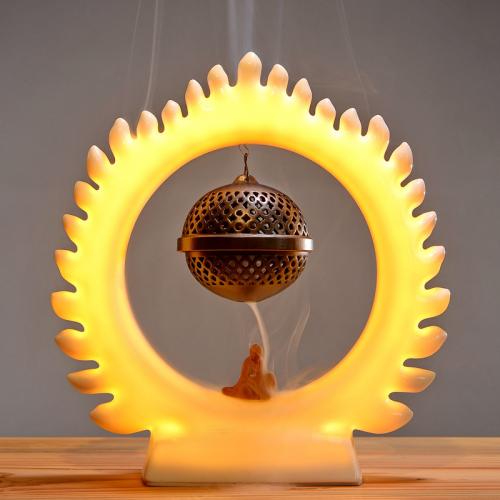 Ceramics Backflow Burner for home decoration & with LED lights handmade PC