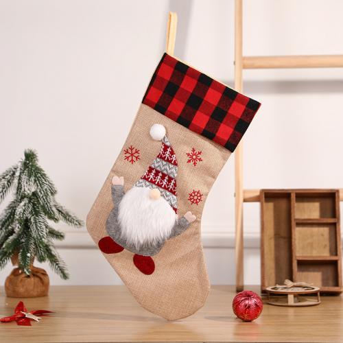 Hadříkem Vánoční dekorace ponožky Ruční Pevné Khaki kus