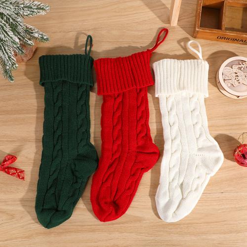 Knitted Creative Christmas Decoration Stocking handmade Solid PC