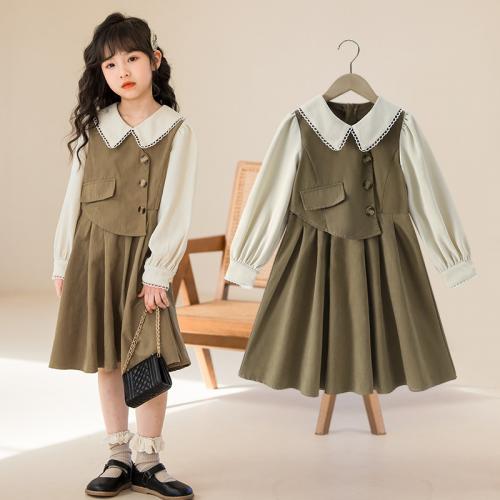 Polyester Slim Girl Clothes Set & two piece green Set
