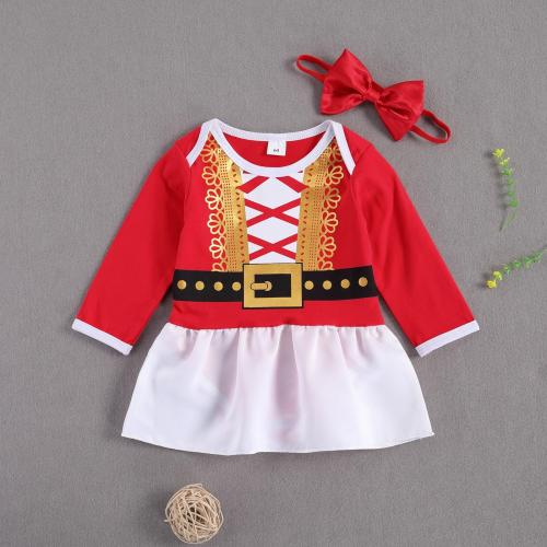 Polyester Children Christmas Costume Cute & christmas design  red PC
