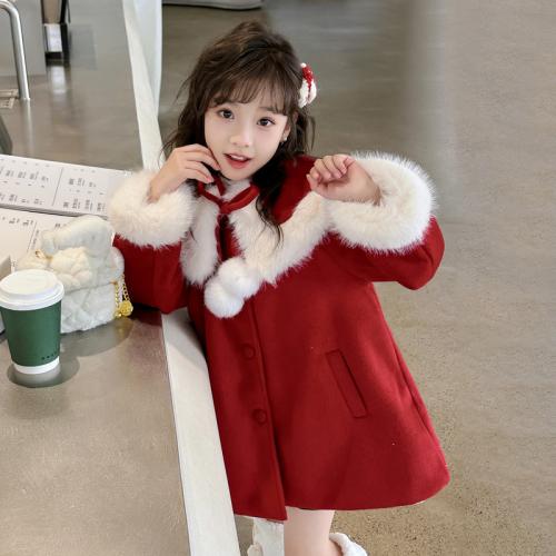Polyester Girl Coat Solid red PC