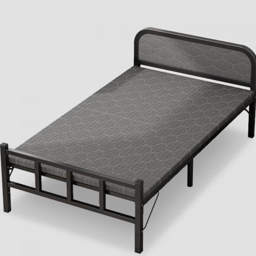Steel & Wooden Foldable Bed durable Linen & Sponge gray PC