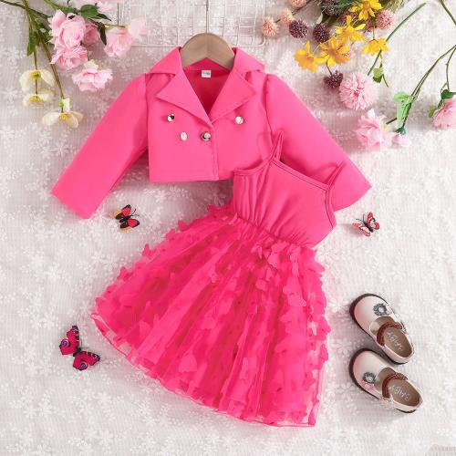 Polyester Princess & Ball Gown Girl Two-Piece Dress Set dress & coat patchwork Set